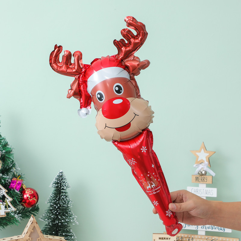 クリスマス長棒頭飾りサンタクロースミニ風船クリスマスツリー打撃棒風船クリスマス雪だるまヘラジカ|undefined