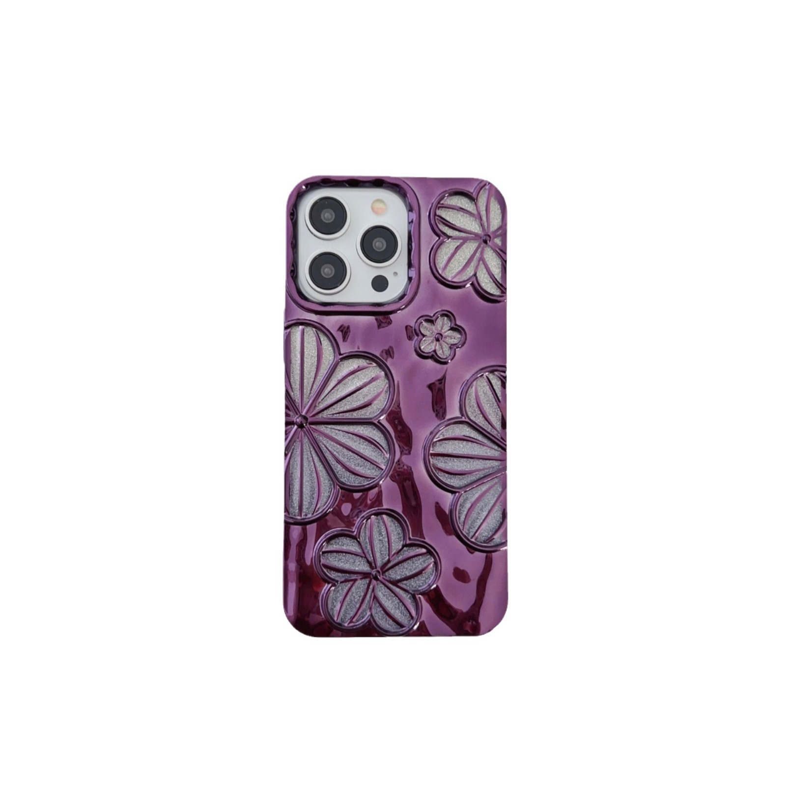 Gradient Glitter Floral Phone Case For Iphone 15 Pro Max And 14_voghion.com