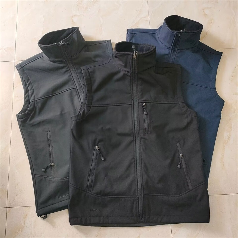 Cross-Border Fleece Vest Outdoor Sports Warm Vest Men's Mountaineering Soft Shell Stand Collar Autumn and Winter Jacket