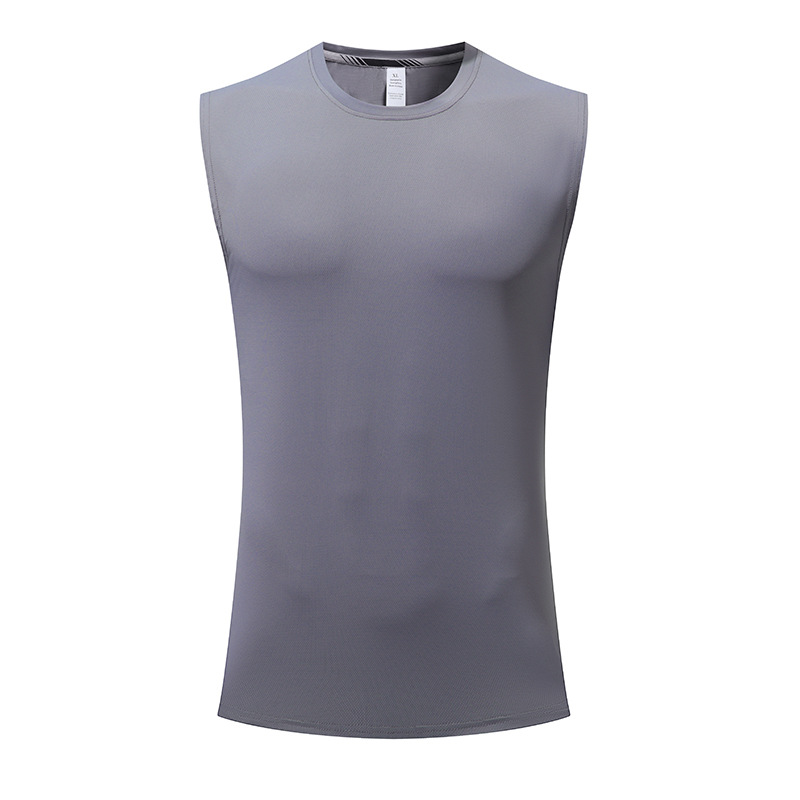 Deportes de los hombres de verano corriendo chaleco sin mangas de secado rápido transpirable casual suelta entrenamiento de fitness camiseta en stock