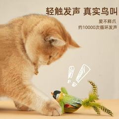 猫のおもちゃは音を立てます。小鳥は自分で退屈します。