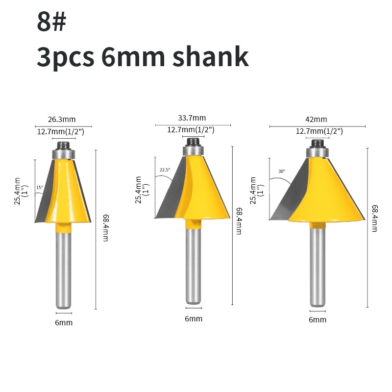 3-piece set of bevel angled knife high-grade bevel edge knife bevel blade woodworking milling cutter 15 degrees 22.5 degrees 30 degrees bevel angle knife