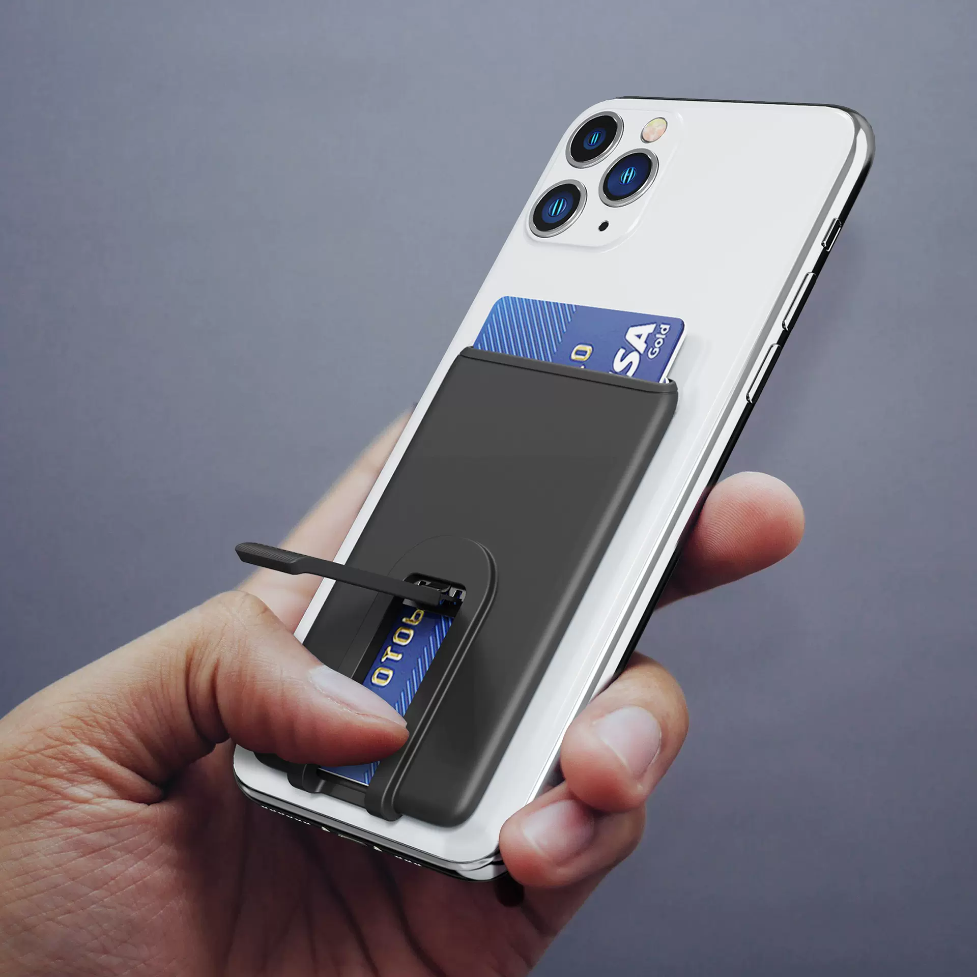 新款手机壳硅胶卡套多功能支架手机卡套自粘手机背贴银行卡卡包