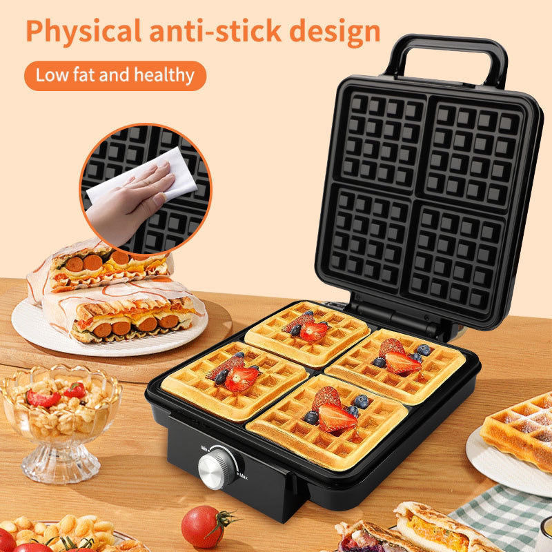 Cross-Border European Bread Breakfast Machine Multi-Functional Household Hamburger Waffle Machine Four-Compartment Sandwich Machine