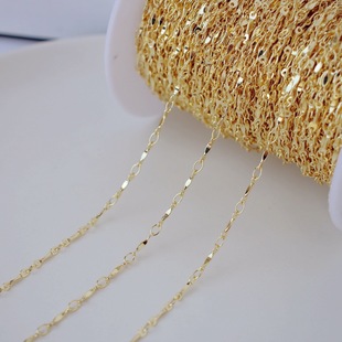14K package gold-plated gold retaining color ingot chain characteristic handmade chain flattened bar chain diy jewelry accessories