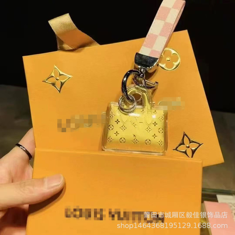 Lv Bag with Gold, Same Style as Shuibei, Gold Phone Charm Accessory, Bag Charm Keychain, Live Gift