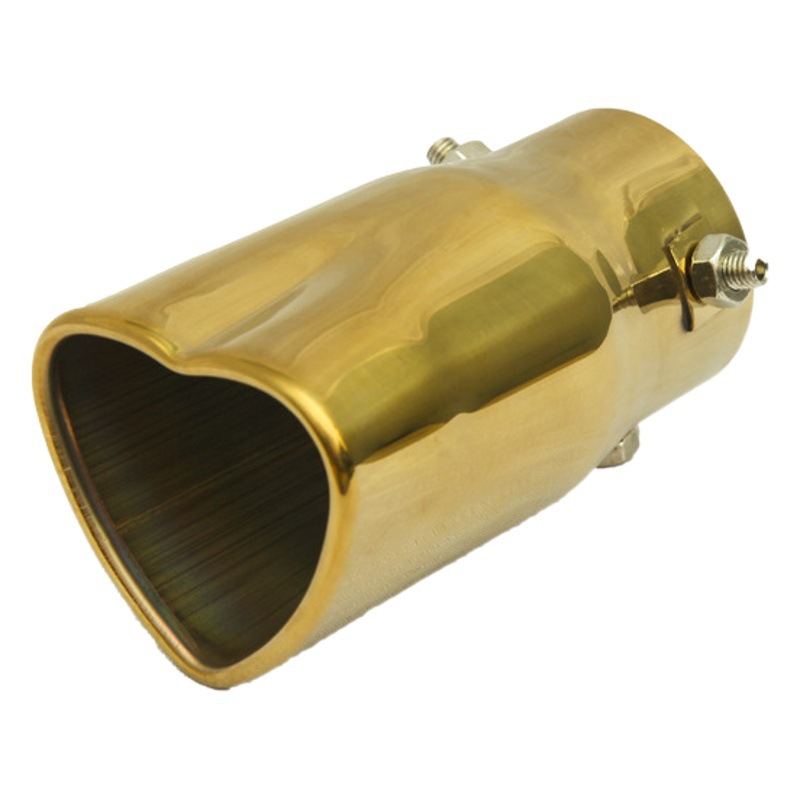 Calidad transfronteriza de acero inoxidable en forma de corazón 63 garganta de la cola al horno chapado en oro azul modificación del coche silenciador del tubo de escape