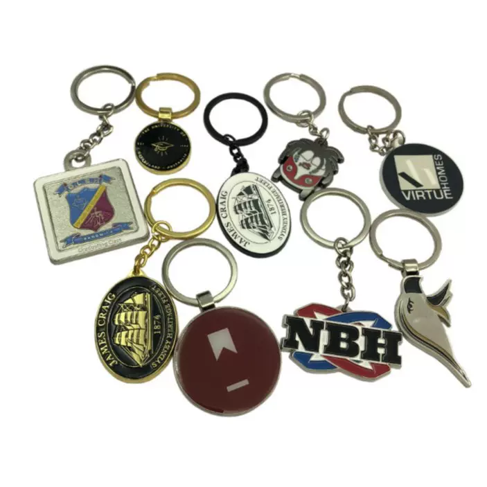 跨境定制金属锌合金电镀复古钥匙扣双面创意卡通情侣款钥匙挂件