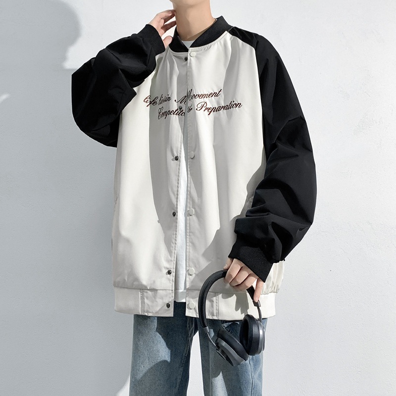 Chaqueta para hombres primavera y otoño estilo coreano de moda casual para hombres simple ropa de cuello vertical ropa de vestir para hombres chaqueta de béisbol a prueba de viento