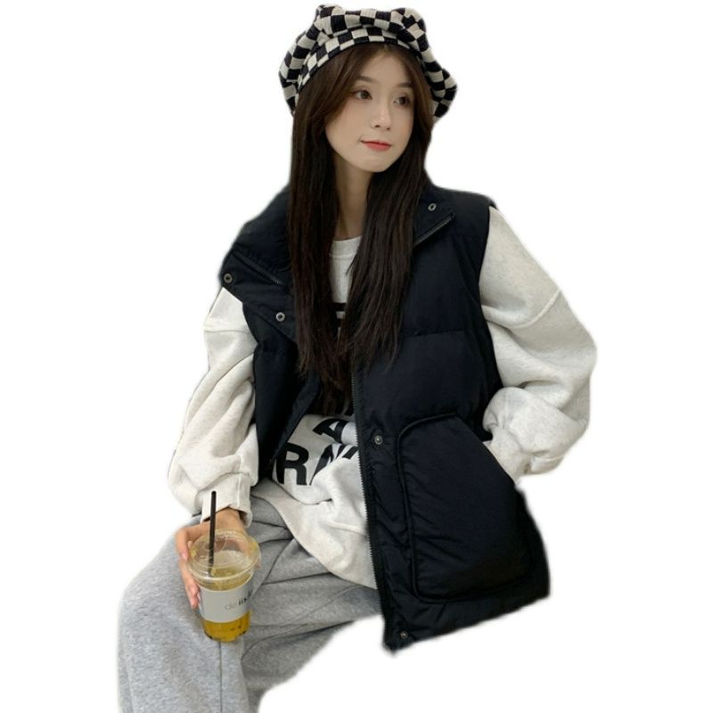 Chaleco de algodón de pluma, chaleco de invierno de tamaño grande, 2025 nuevo estilo de moda, abrazadera de caballo, ropa exterior, mujer, otoño y invierno, blanco puro image 6