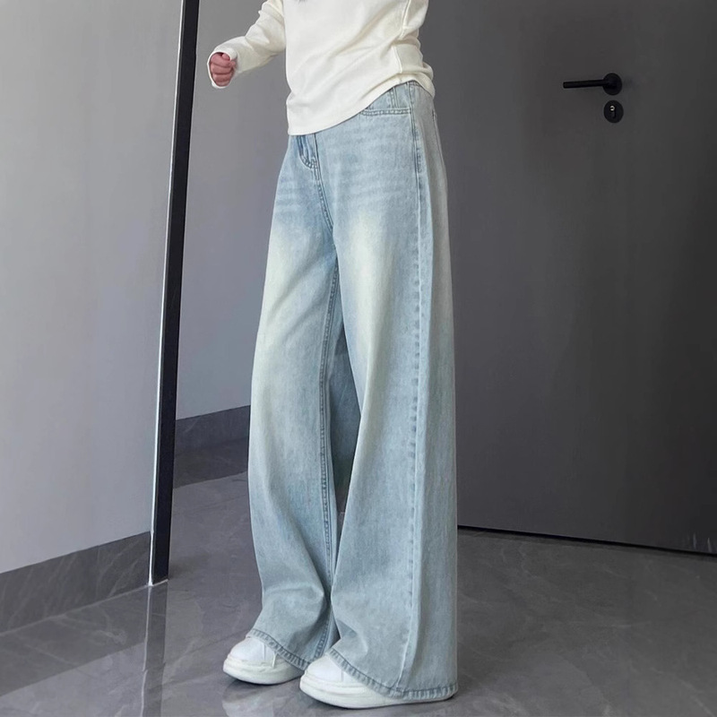 Light Color Wide Leg Jeans Women's Spring and Summer New Arrival chubby girl Pear-Shaped High-Waist Slimming All-Match Loose Straight Pants Light Color Wide Leg Jeans Women's Spring and Summer New Arrival chubby girl Pear-Shaped High-Waist Slimming All-Match Loose Straight Pants