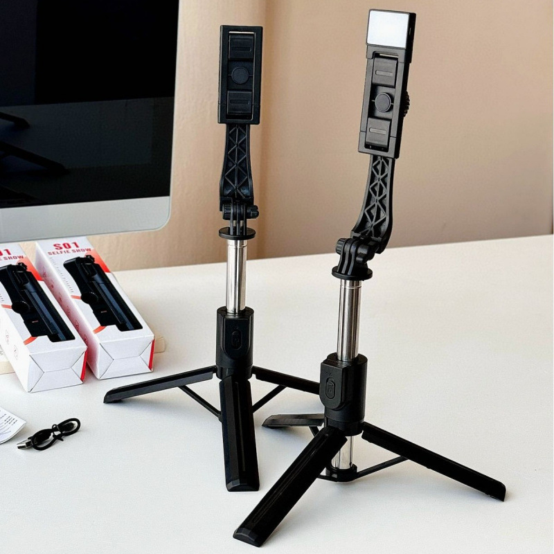 Mobile Phone Selfie Stick Stand, Anti-Shake, Portable, All-In-One, Bluetooth Remote Control, Fill Light, Live Streaming, Extendable Live Streaming Tool