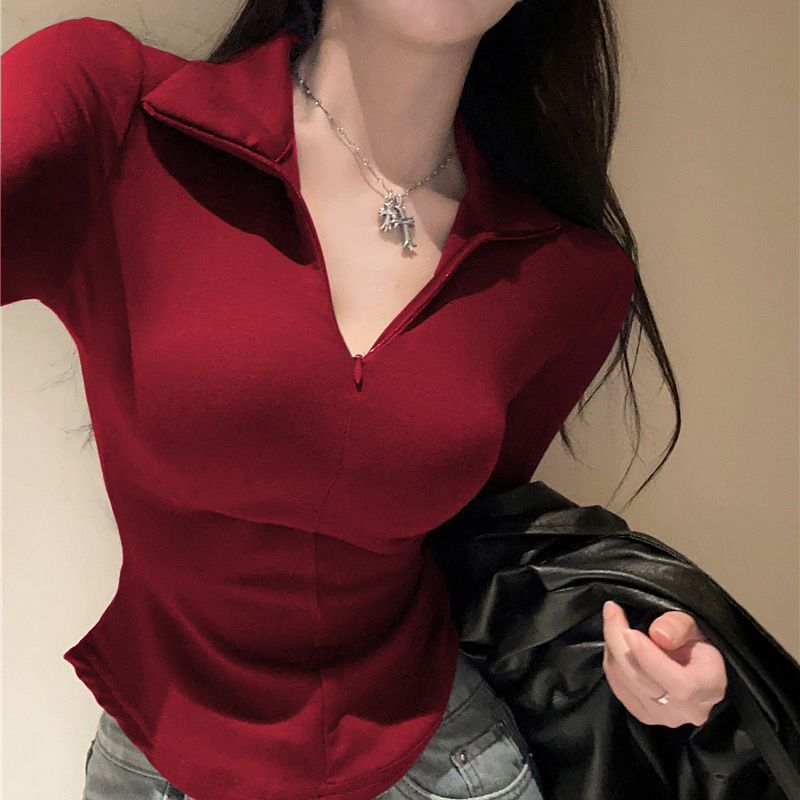 Sexy Pure-Desire Style Hot Girl Elastic Slim-Fit Slimming Yoga Fitness Sports T-Shirt Women's Zip-Up Long-Sleeve Top Sexy Pure-Desire Style Hot Girl Elastic Slim-Fit Slimming Yoga Fitness Sports T-Shirt Women's Zip-Up Long-Sleeve Top