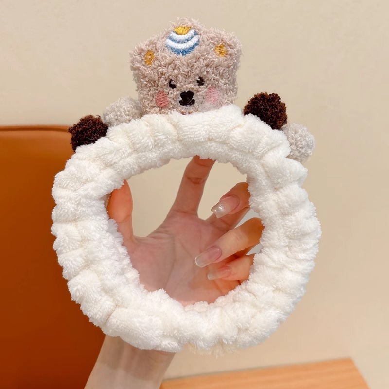 Niños otoño y invierno peluche panda orejas lavar la cara banda de pelo 2024 nueva niñas de alta elasticidad no estrangular cabello cubierta de pelo