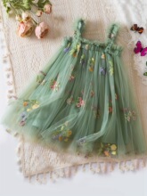 H 25755 Girl's Floral Embroidered Dress Ůͯ�̽��B��ȹ