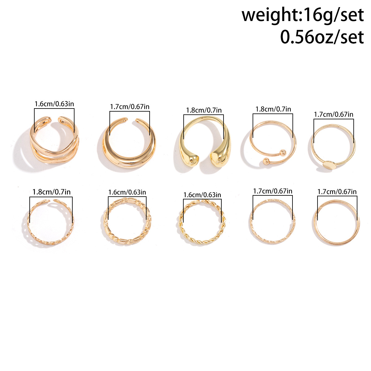 41g Weight Rings Classification 1 Set Quantity Daily Occasion Alloy Material Geometric Pattern Women's Gender Plating Design Punk Style Punk Geometric Alloy Plating Women's Rings 20