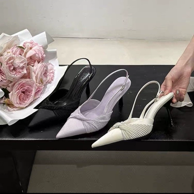 Элегантные босоножки-стилето для женщин, лето-осень 2025, модные и универсальные, французский стиль, высокие каблуки, открытая пятка