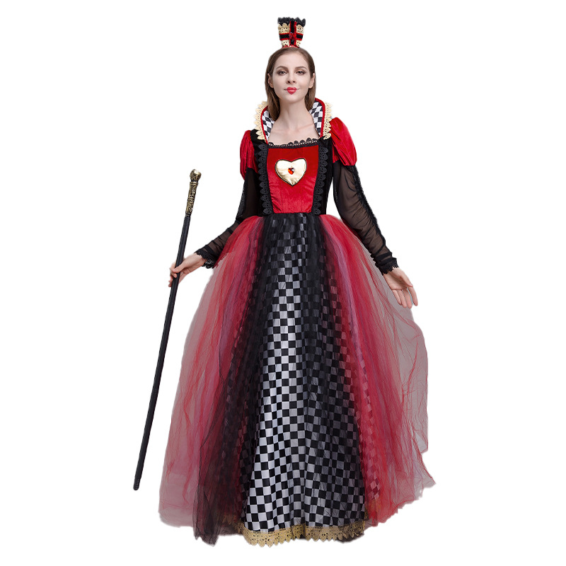 来图打样 定制万圣节服装演出服桃心女王爱丽丝梦游仙境红cos服