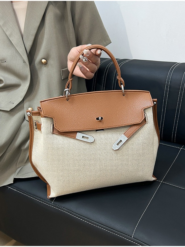 Bolsas de moda europeas y estadounidenses transfronterizas nuevas bolsas de lienzo de tendencia Kelly bolsas de gran capacidad de colisión de color de hombro