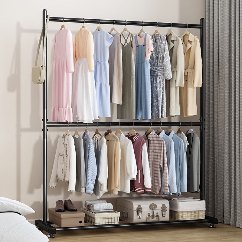 Simple Double-Layer Clothes Drying Rack for Bedroom, Coat Rack for Hanging Clothes, Household Folding Balcony Quilt Drying Pole