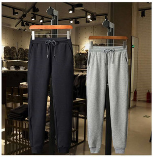 Sweatpants Men's Cotton Terry Sweatpants Spring and Autumn Outer Wear Loose Solid Color Sports Pants Thin Harlan Foot Pants with logo Print