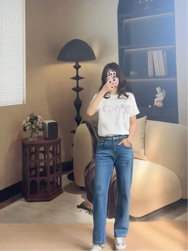 春秋季阔腿牛仔裤女显瘦高腰窄版裤子复古水洗做旧显腿长直筒裤|undefined