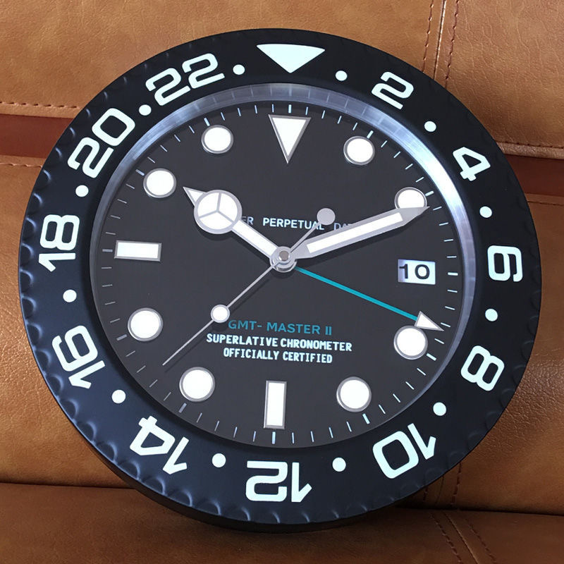 源头工厂直销 R L X 水鬼 GMT SEA 迪通拿系列14寸金属外壳表挂钟|undefined