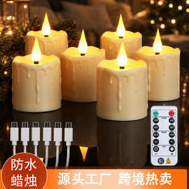 led防水电子蜡烛灯装饰圣诞节塑料万圣节Type-C充电蜡烛氛围灯