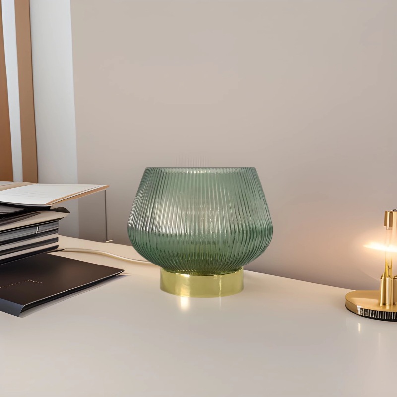 Lámpara de ambiente de lujo simple y ligera, luz romántica, luz de noche, lámpara de mesa de vidrio para dormitorio, batería inalámbrica LED