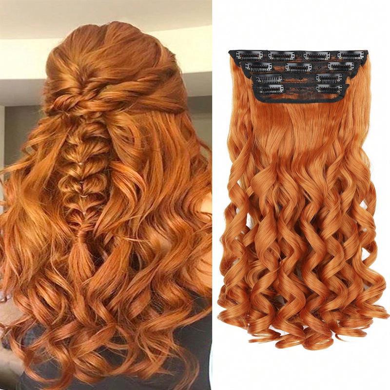 Foreign Trade Wig Hair Extensions Four-Piece Set for Women, Synthetic Fiber Princess Curls, Long Curly Hair, Natural Hair Extensions, Roman Curls Wig
