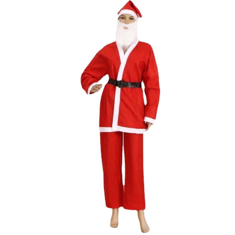 Inventario directo para adultos, set de ropa de Navidad infantil, ropa de Navidad roja no tejida, ropa de Papá Noel