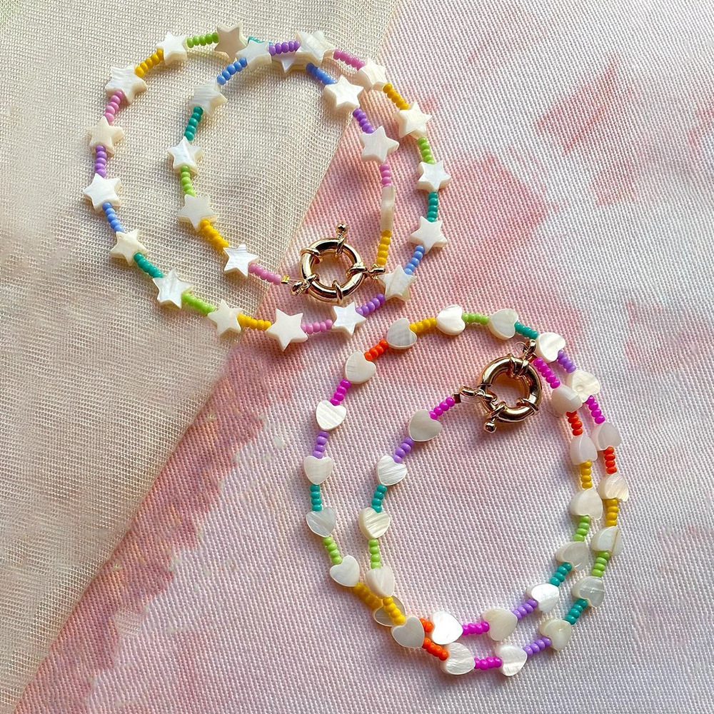 20g Weight Necklace Classification Sweet Star Mixed Materials Beaded Knitting Women's Necklace