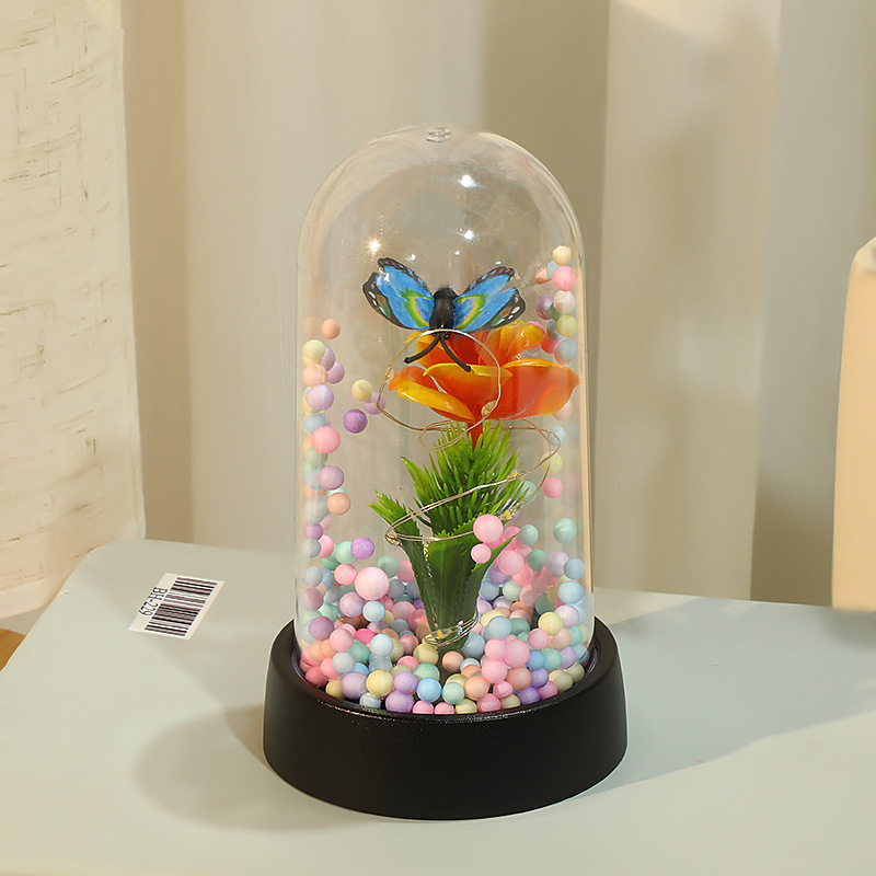 ロマンチックなバレンタインデー520告白プレゼント誕生日プレゼントシミュレーション花led発光蝶金箔花飾り|undefined