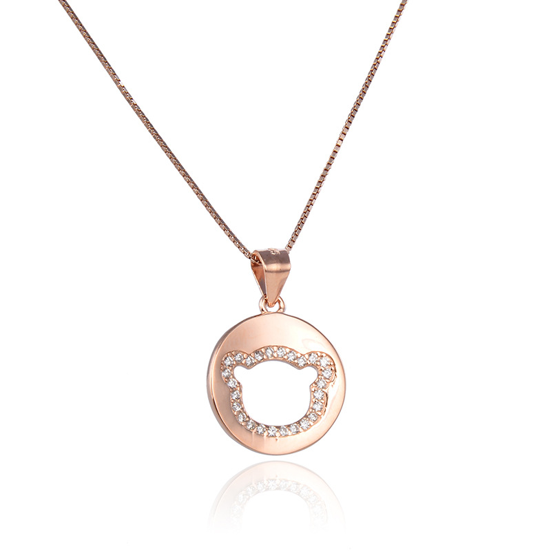 Elegante oso accesorios collar Corea del Sur s925 plata diamante incrustado joyería colgante femenino regalo colgante para novia