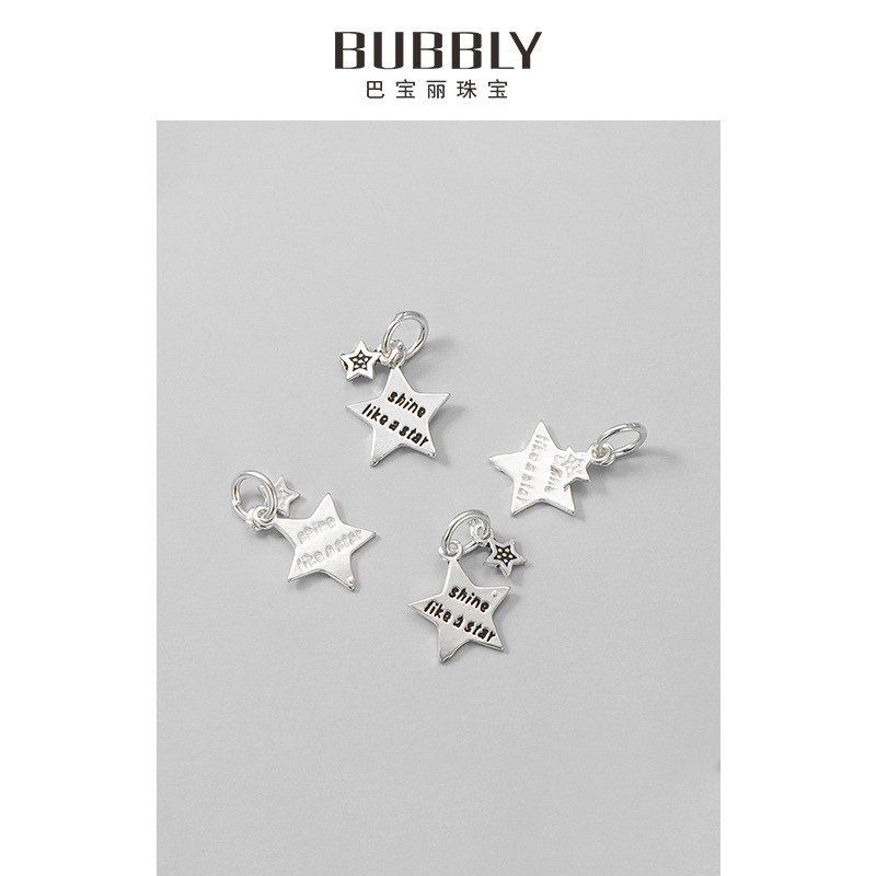 s925 sterling silver Thai five-pointed star pendant DIY letter star pendant beaded woven necklace bracelet accessories s925 sterling silver Thai five-pointed star pendant DIY letter star pendant beaded woven necklace bracelet accessories