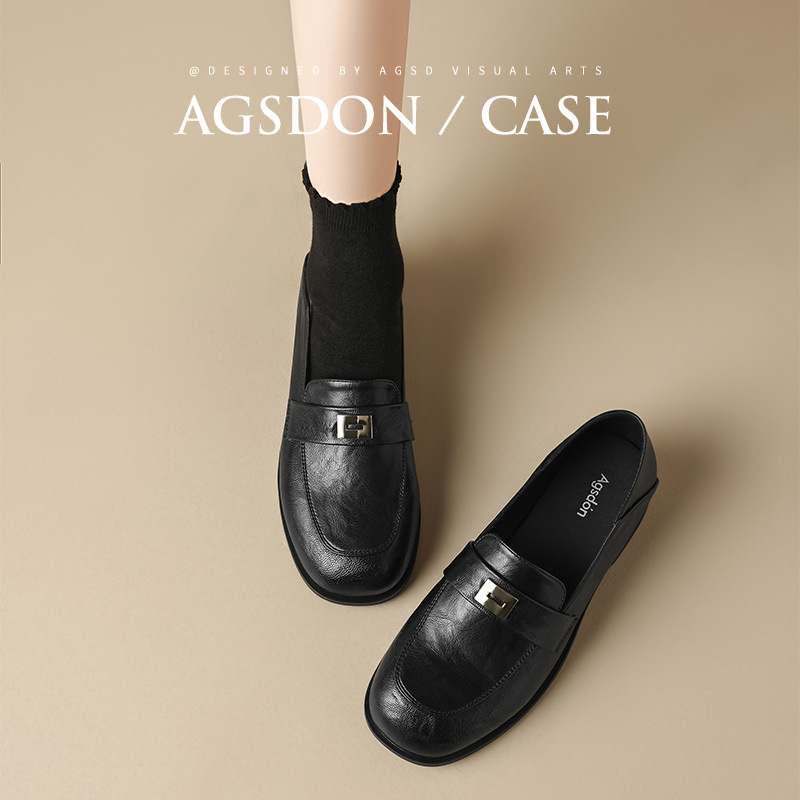 Zapatos de Lefour de fondo grueso para mujeres 2025 nuevo otoño negro estilo británico zapatos de cuero retro zapatos de viaje único