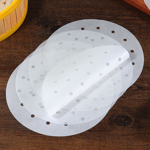 Wholesale non-stick air fryer baking paper round disposable household food steamer pad paper for buns and steamed buns