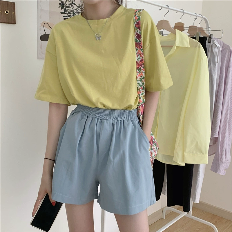 Белые шорты женские модные летние 2024 новые корейские шорты оптом А-силуэтом с высокой талией, стройнящие свободные универсальные повседневные Широкие штаны