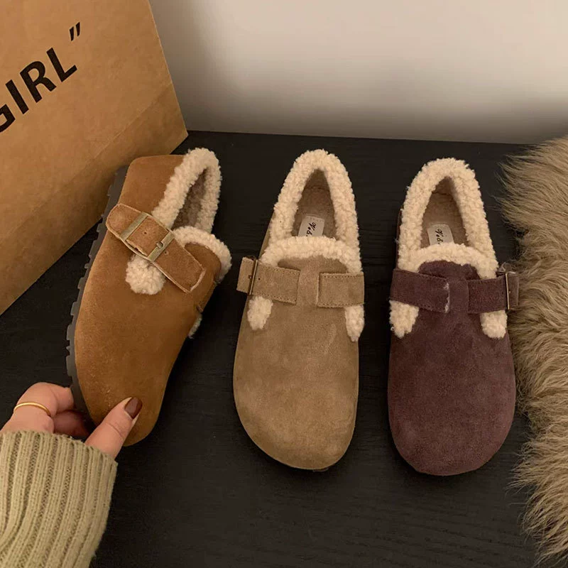 Мелад ретро бархатная обувь Buckenn для женщин, носящий 2024 новые осенние и зимние новые хлопчатобумажные туфли