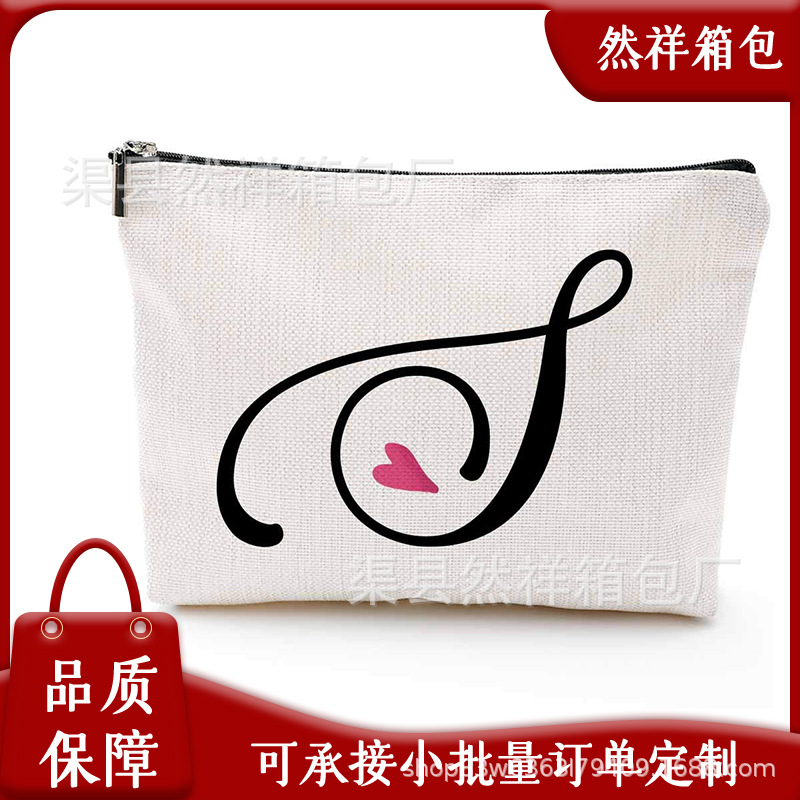 跨境售卖刺绣字母帆布化妆包节日礼物伴手礼手拿包购物可爱帆布袋