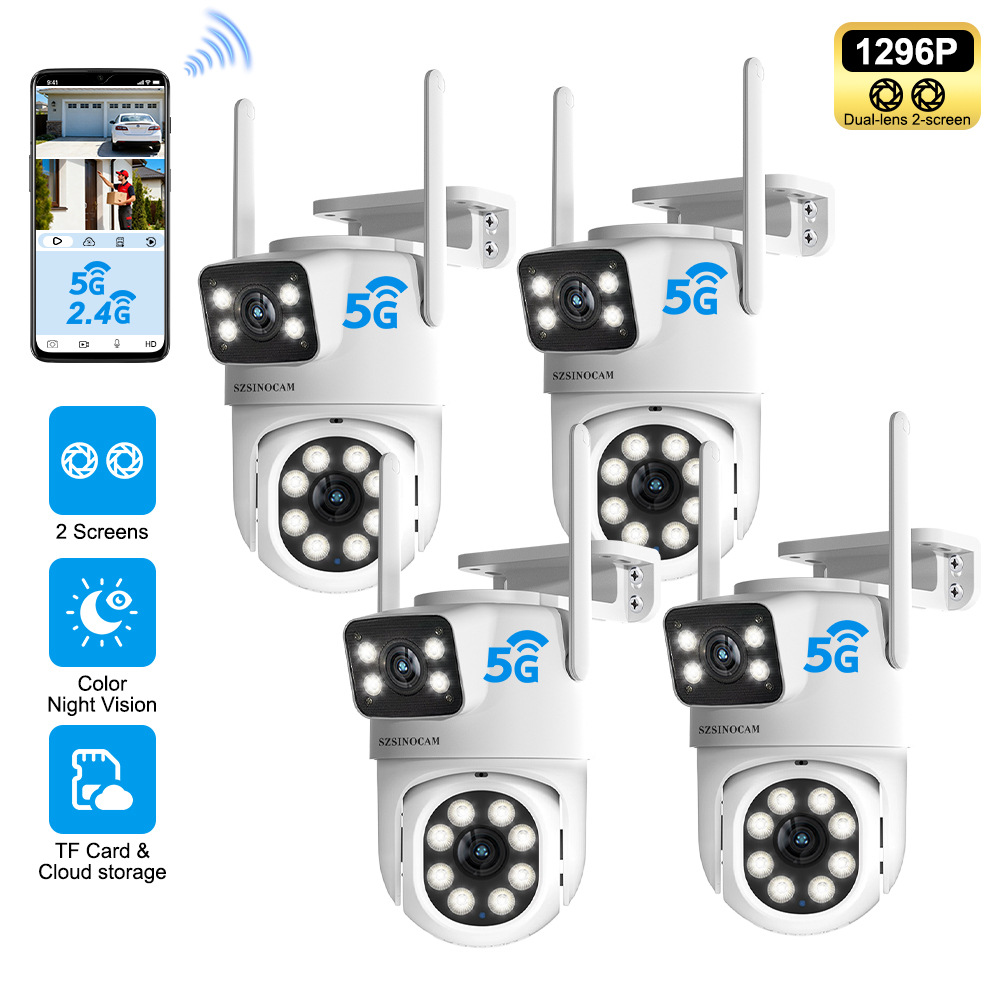 4PCS-2.4/5GHz Wi-Fi dual lens home security camera