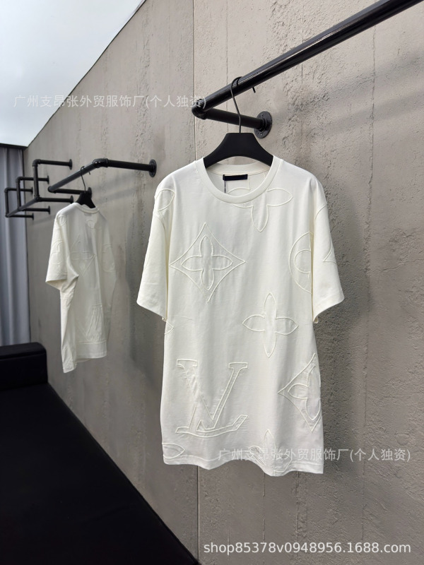 25lujia 高品質新花柄中空刺繍コットンラウンドネック半袖 Tシャツレターカジュアルルーズトップ|undefined