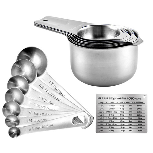 Cross-border 304 stainless steel measuring cup measuring spoon set baking utensils measuring spoon measuring spoon measuring spoon big belly 13-piece set