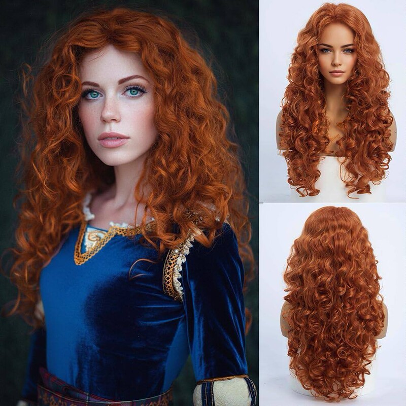 New foreign trade product: Brave, Princess Merida-style wig, long curly hair, perfect for Halloween cosplay New foreign trade product: Brave, Princess Merida-style wig, long curly hair, perfect for Halloween cosplay