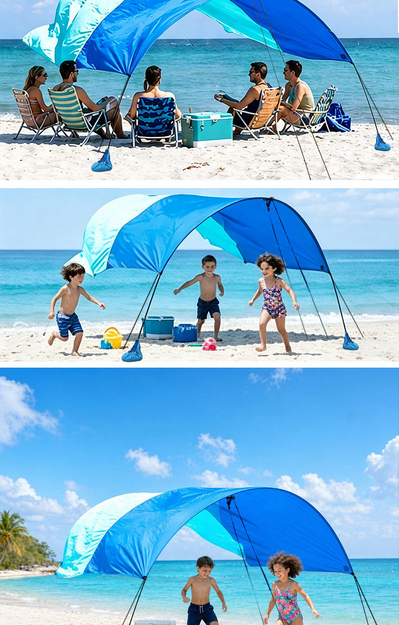 Cross-border seaside beach sunshade canopy for leisure vacations, waterproof, sun-proof, portable, wind-resistant outdoor camping tent