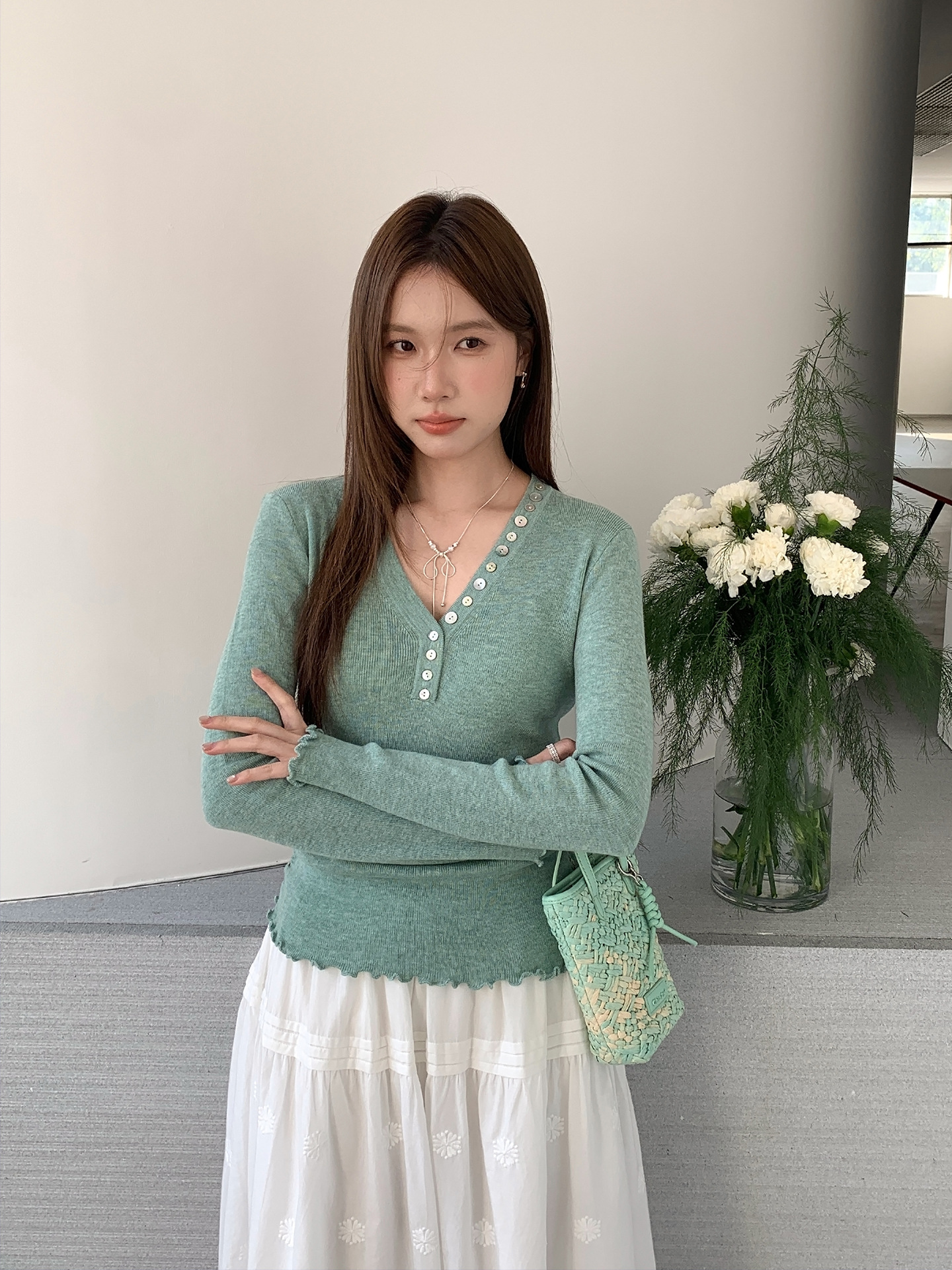 26ye009 lake green long-sleeved outerwear