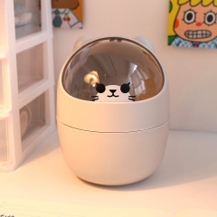 桌面垃圾桶迷你翻盖家用卧室少女心diy可爱有盖办公室收纳盒笔筒