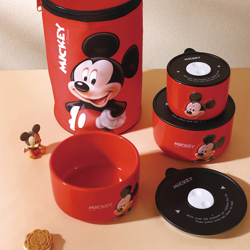 Disney Mickey Collaboration Ceramic Food Storage Bowl Set for School and Work, Eco-Friendly Lunch Box Set, Exquisite and Cute Lunch Bowl Disney Mickey Collaboration Ceramic Food Storage Bowl Set for School and Work, Eco-Friendly Lunch Box Set, Exquisite and Cute Lunch Bowl