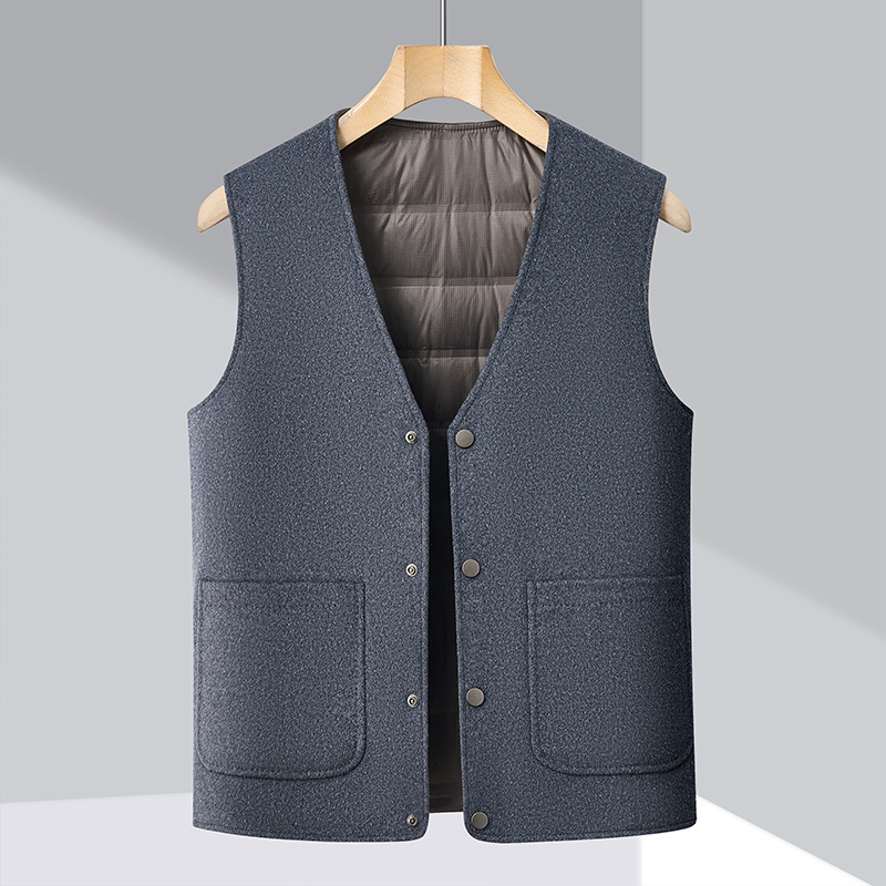 Authentic Men's Wool Vest 2025 New Autumn and Winter Thickened Warm Middle-Aged Dad down Vest