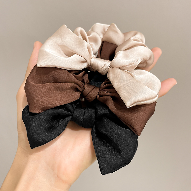 8g Weight Hair Tie Hair Accessories Type 1 Piece Quantity Holiday, Daily Occasion satin Material Solid Color, Bow Knot Pattern Women's Gender Sweet, Simple Style Style Women's Sweet Simple Style Solid Color Bow Knot Satin Hair Tie 1